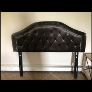 Velvet gray/silver bed headboard